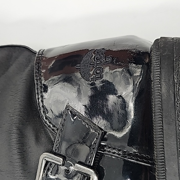 Totes Patent Leather & Nylon Winter Boots w Red Plaid Top Sock Lining - Picture 6 of 10